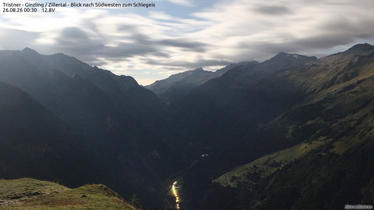 Archiv Foto Webcam Tristner/ Zillertal - Blick zum Grinberg