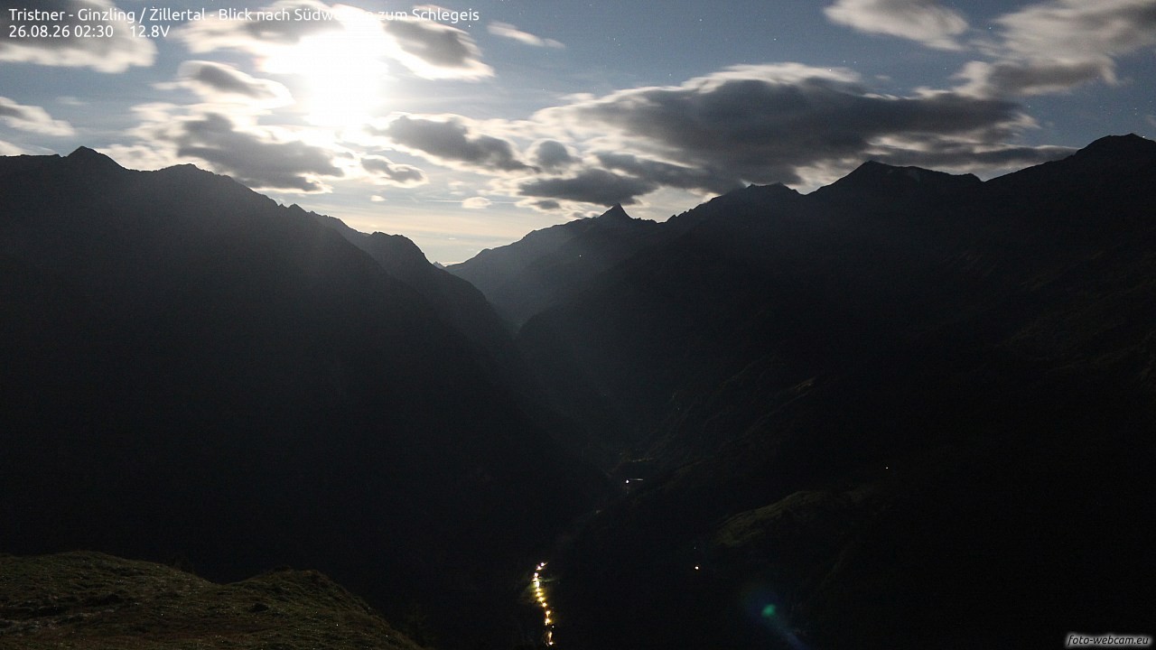Archiv Foto Webcam Tristner/ Zillertal - Blick zum Grinberg