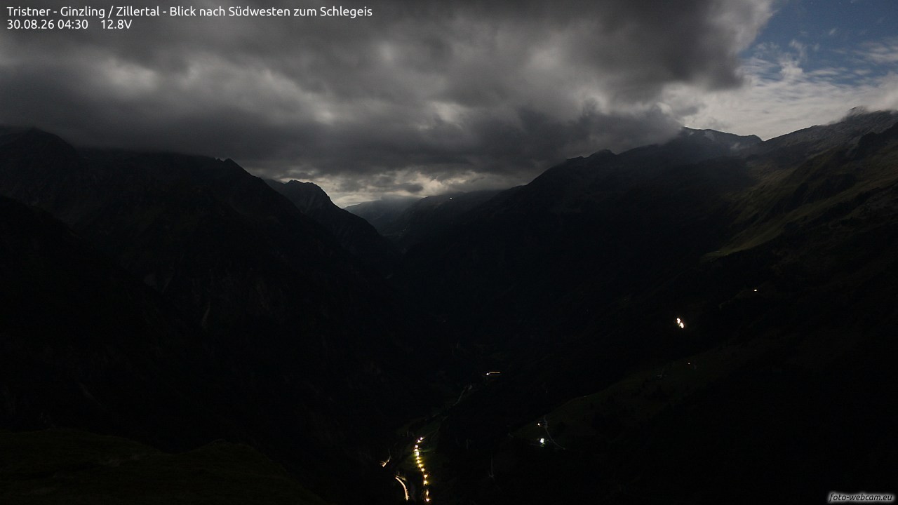 Archiv Foto Webcam Tristner/ Zillertal - Blick zum Grinberg