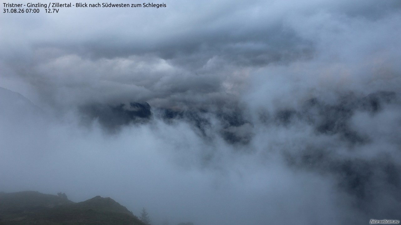 Archived image Webcam Tristner/ Zillertal - View to Grinberg