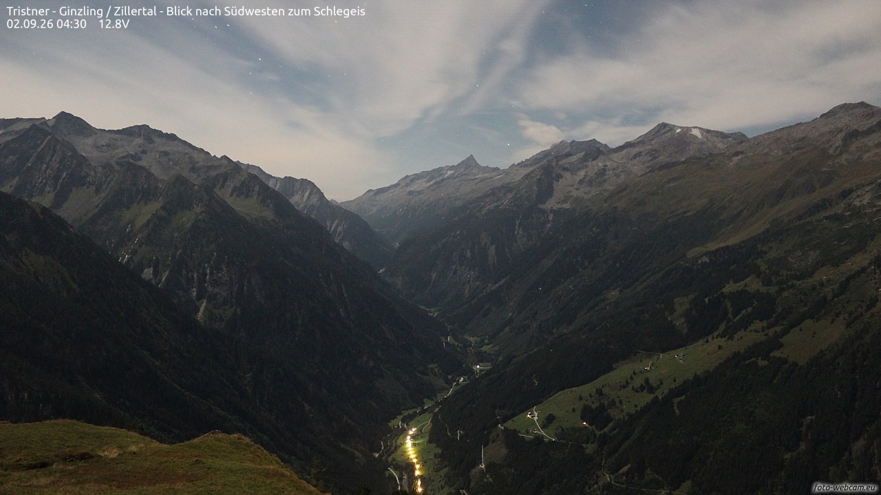 Archiv Foto Webcam Tristner/ Zillertal - Blick zum Grinberg