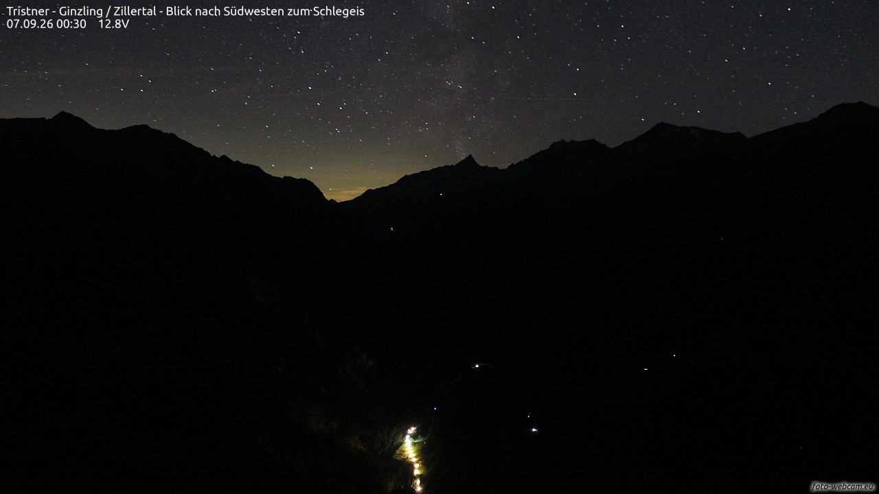 Archiv Foto Webcam Tristner/ Zillertal - Blick zum Grinberg