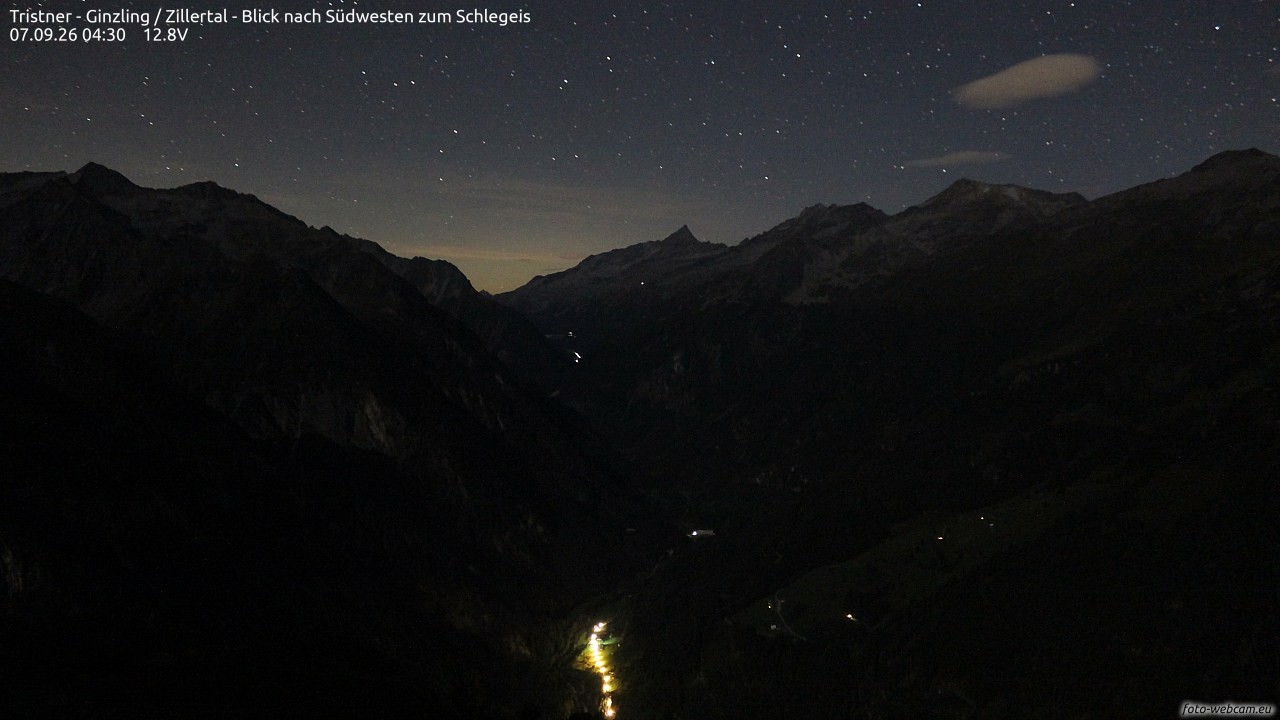 Archiv Foto Webcam Tristner/ Zillertal - Blick zum Grinberg
