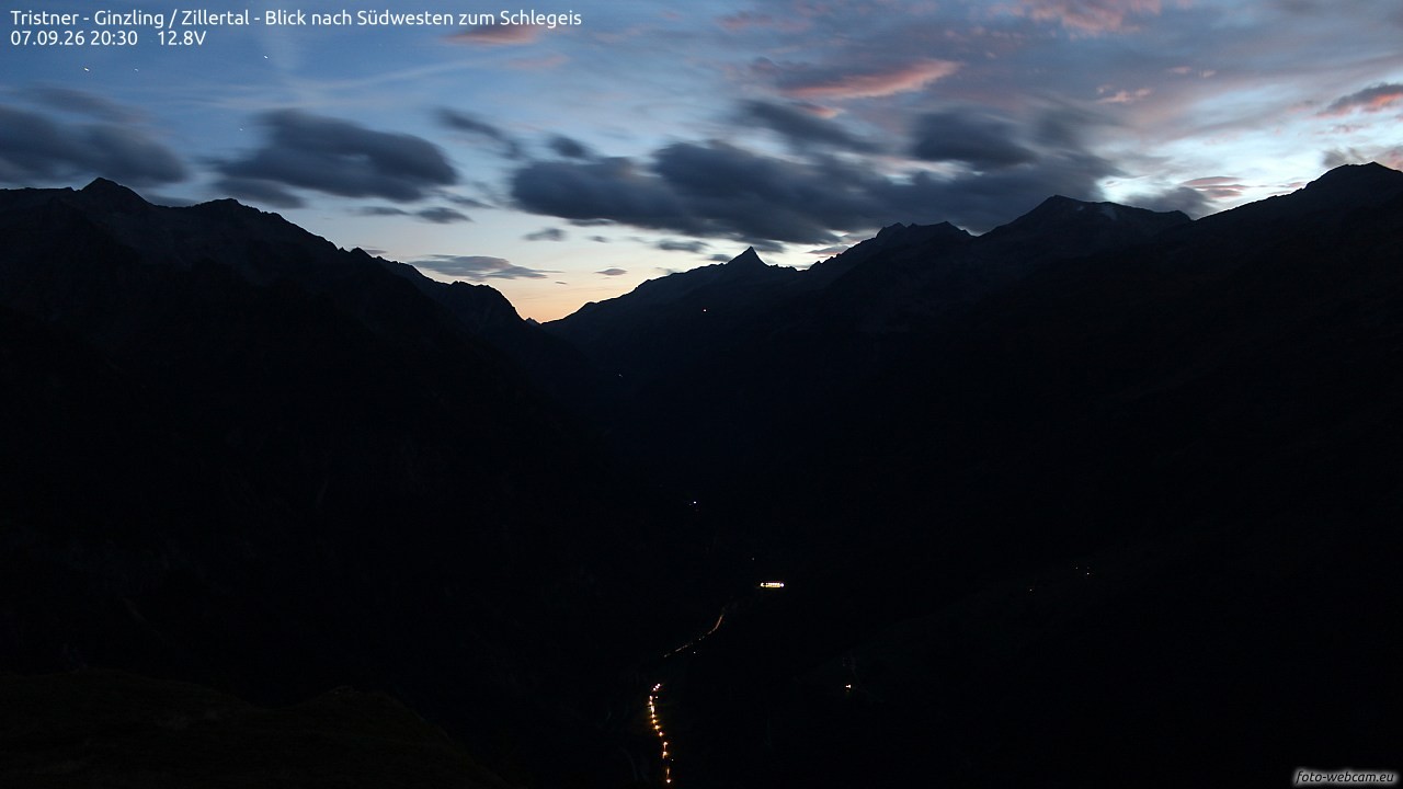 Archiv Foto Webcam Tristner/ Zillertal - Blick zum Grinberg