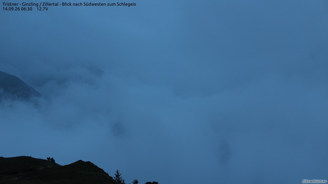 Archiv Foto Webcam Tristner/ Zillertal - Blick zum Grinberg