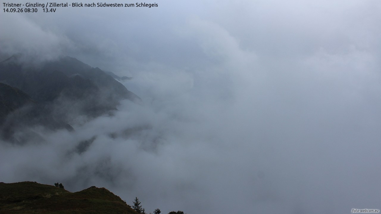 Archiv Foto Webcam Tristner/ Zillertal - Blick zum Grinberg