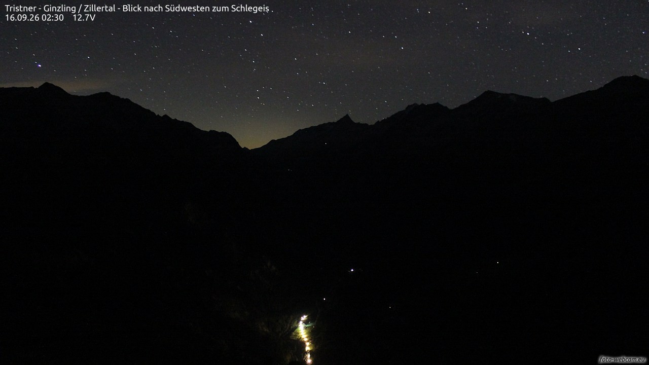 Archiv Foto Webcam Tristner/ Zillertal - Blick zum Grinberg