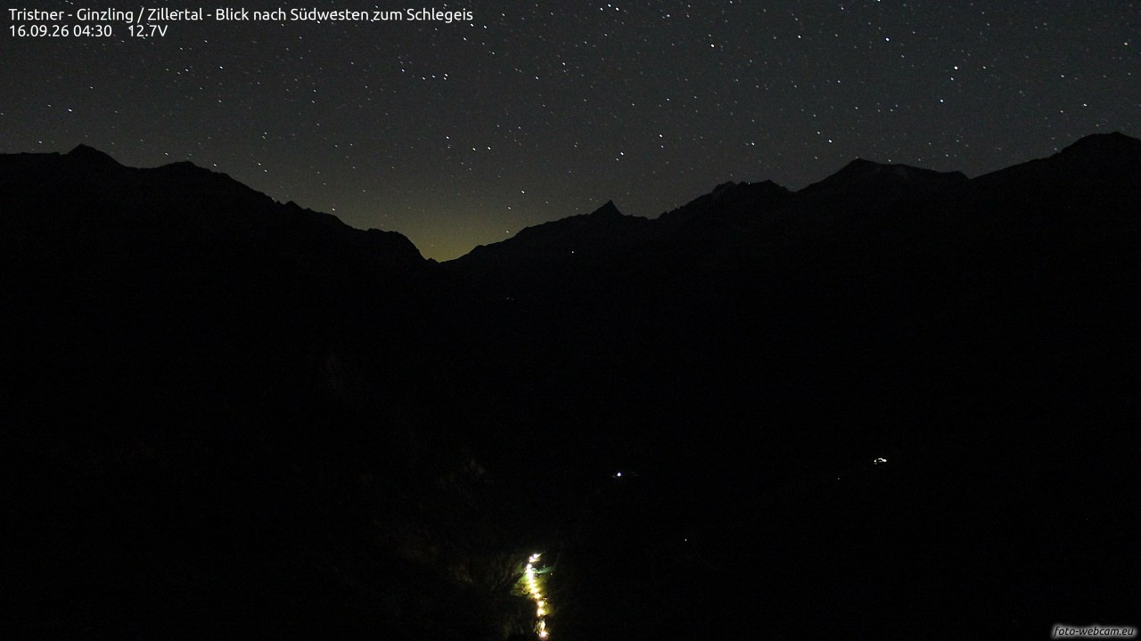 Archiv Foto Webcam Tristner/ Zillertal - Blick zum Grinberg