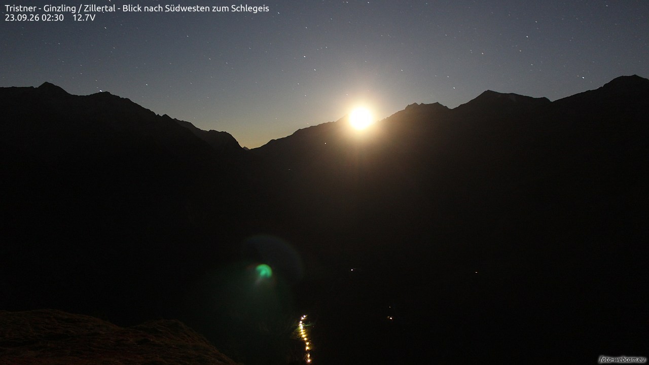 Archiv Foto Webcam Tristner/ Zillertal - Blick zum Grinberg