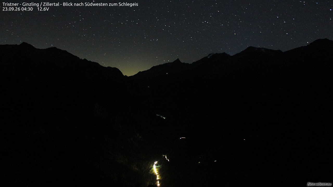 Archiv Foto Webcam Tristner/ Zillertal - Blick zum Grinberg