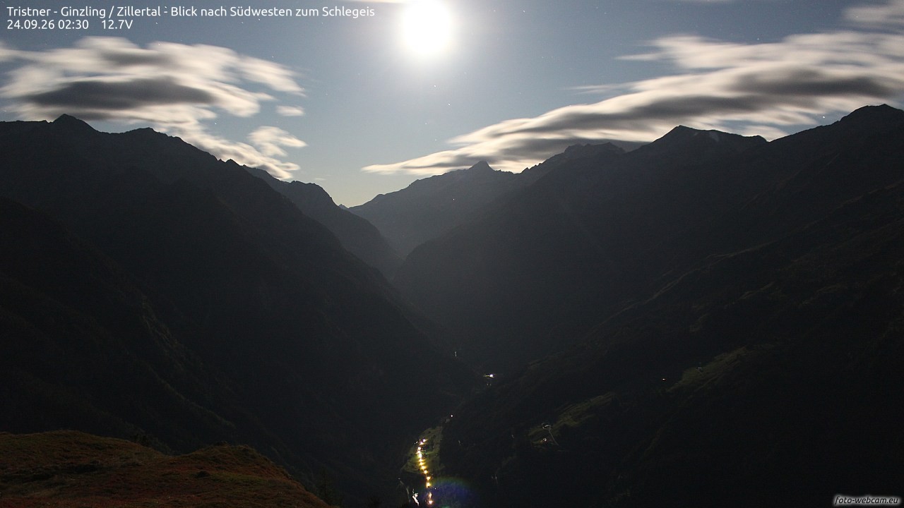 Archiv Foto Webcam Tristner/ Zillertal - Blick zum Grinberg