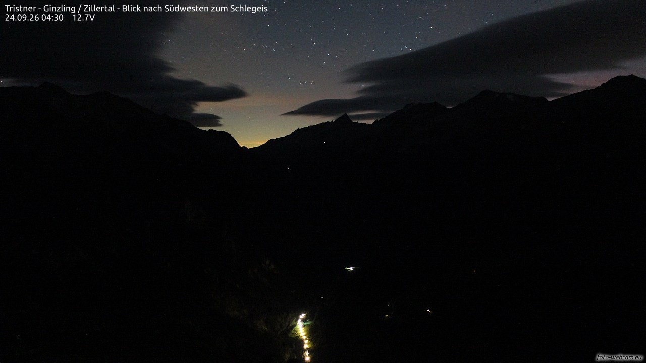Archiv Foto Webcam Tristner/ Zillertal - Blick zum Grinberg