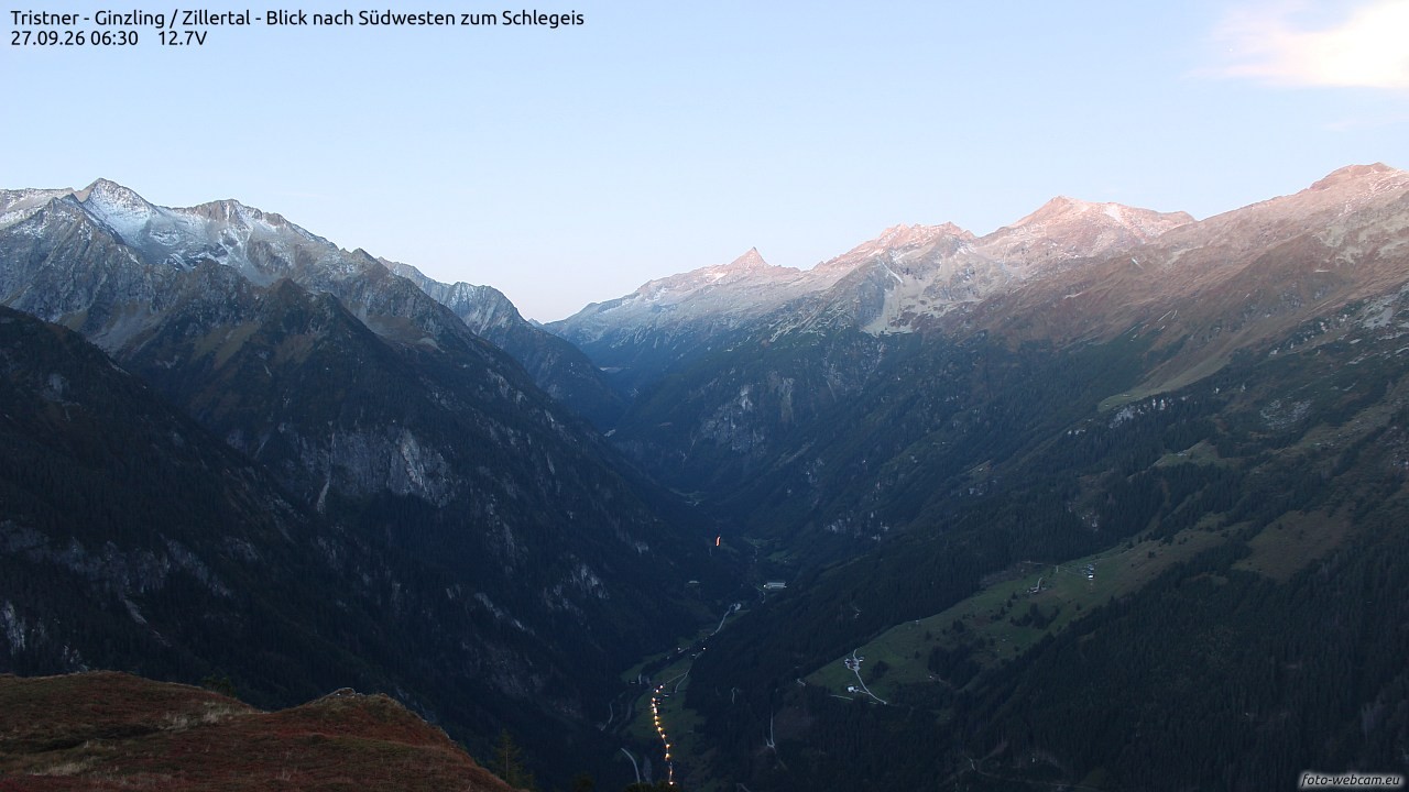 Archiv Foto Webcam Tristner/ Zillertal - Blick zum Grinberg