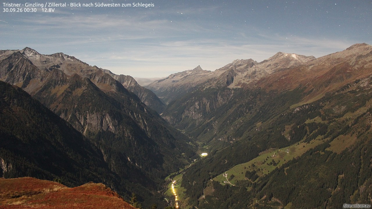 Archiv Foto Webcam Tristner/ Zillertal - Blick zum Grinberg