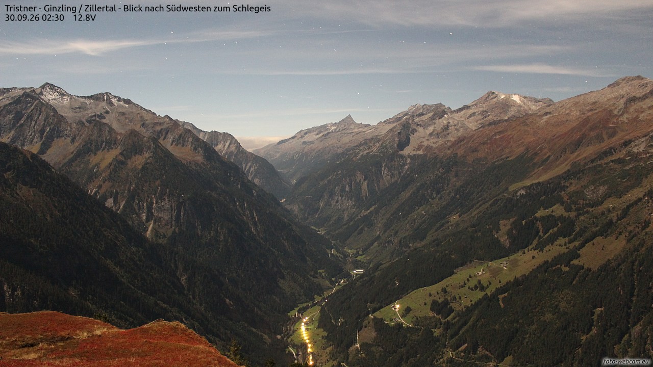 Archiv Foto Webcam Tristner/ Zillertal - Blick zum Grinberg