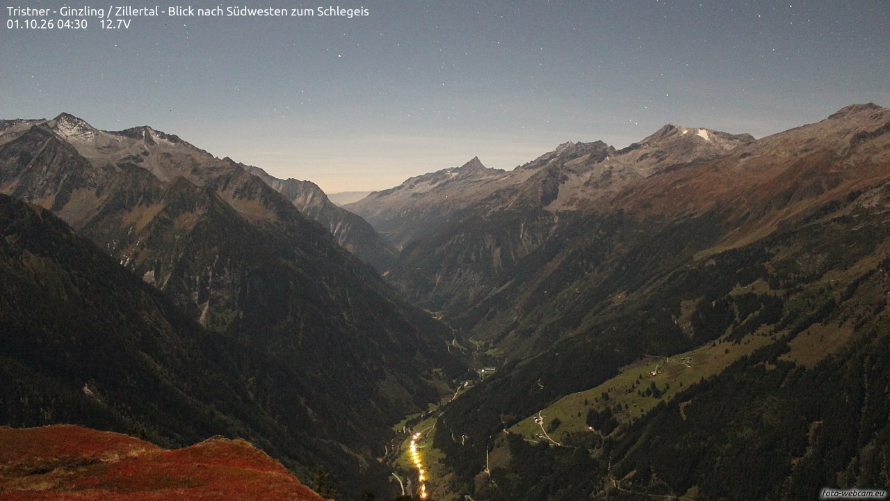 Archiv Foto Webcam Tristner/ Zillertal - Blick zum Grinberg