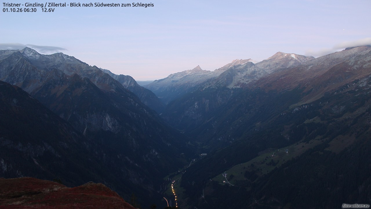 Archiv Foto Webcam Tristner/ Zillertal - Blick zum Grinberg
