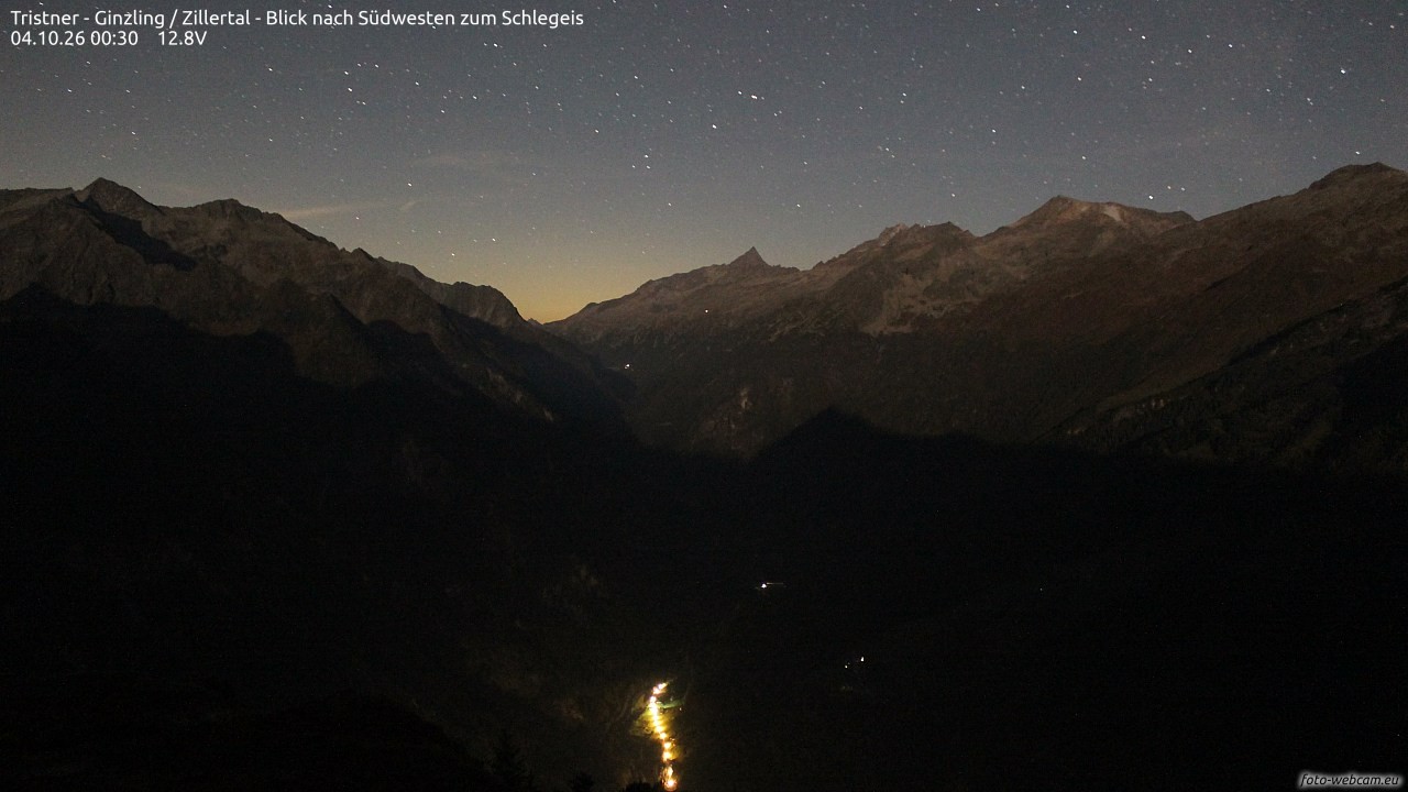 Archiv Foto Webcam Tristner/ Zillertal - Blick zum Grinberg