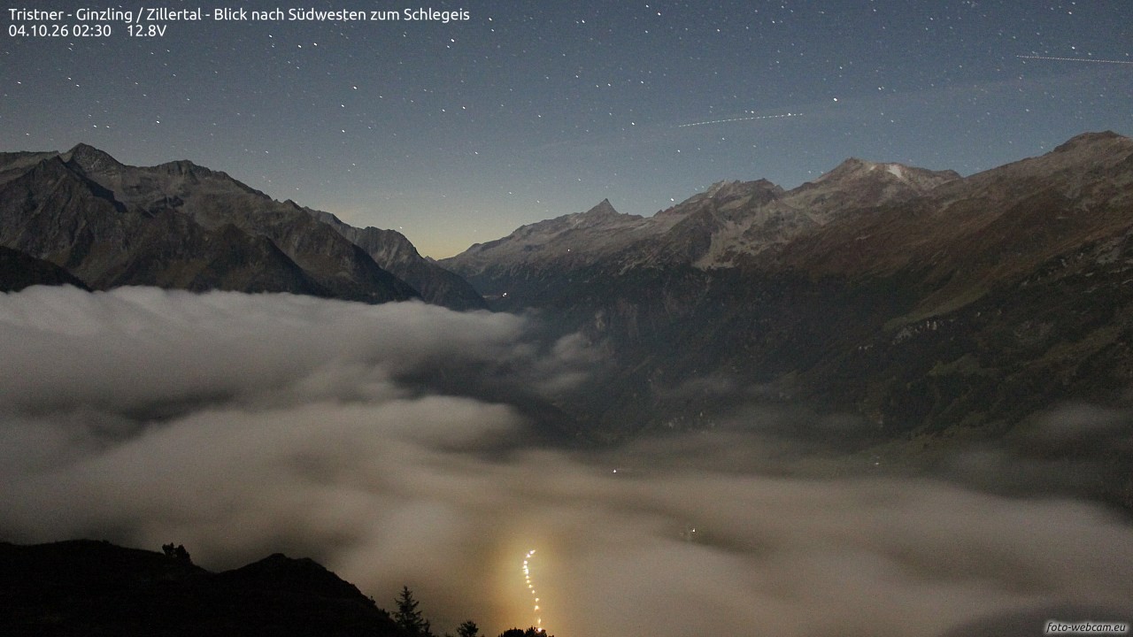 Archiv Foto Webcam Tristner/ Zillertal - Blick zum Grinberg