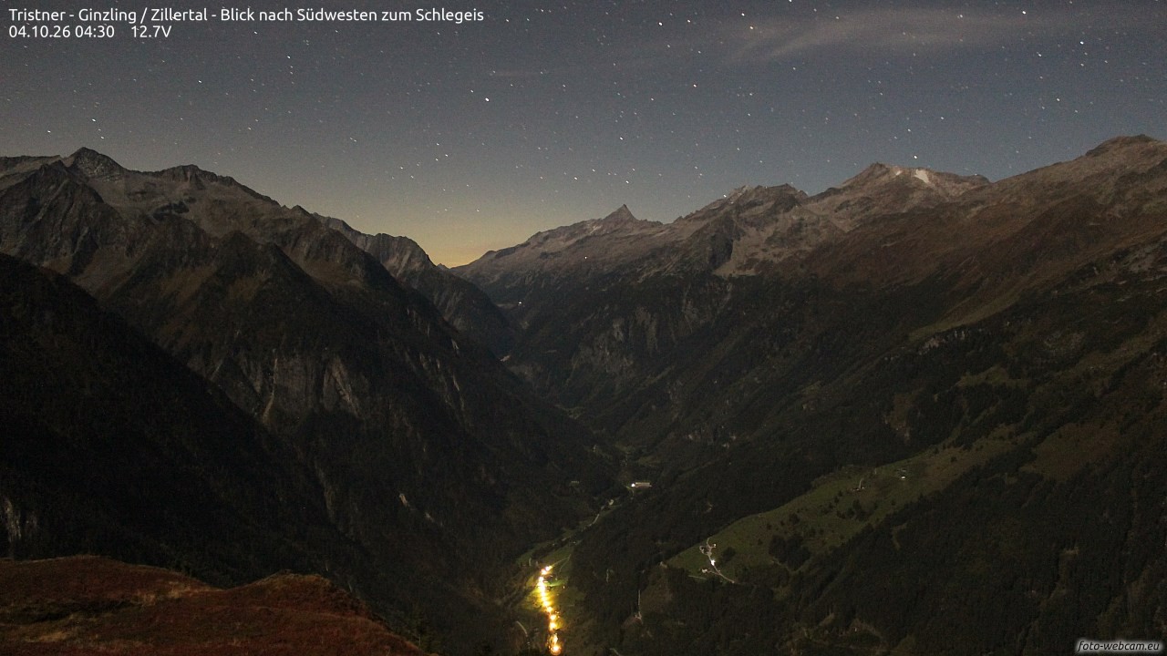 Archiv Foto Webcam Tristner/ Zillertal - Blick zum Grinberg