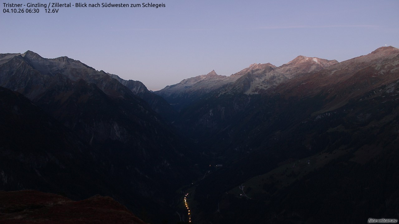 Archiv Foto Webcam Tristner/ Zillertal - Blick zum Grinberg