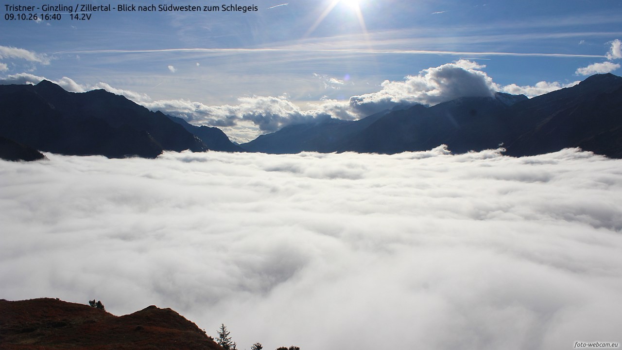 Archiv Foto Webcam Tristner/ Zillertal - Blick zum Grinberg