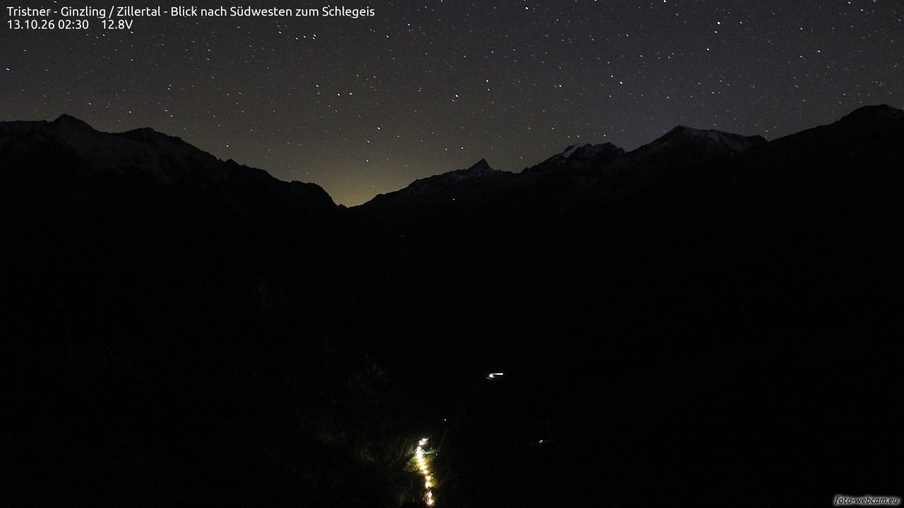 Archiv Foto Webcam Tristner/ Zillertal - Blick zum Grinberg