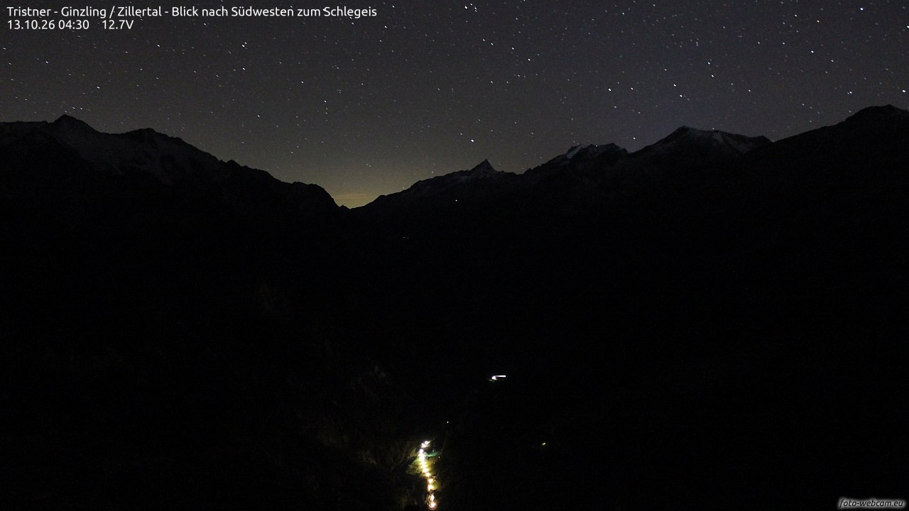 Archiv Foto Webcam Tristner/ Zillertal - Blick zum Grinberg