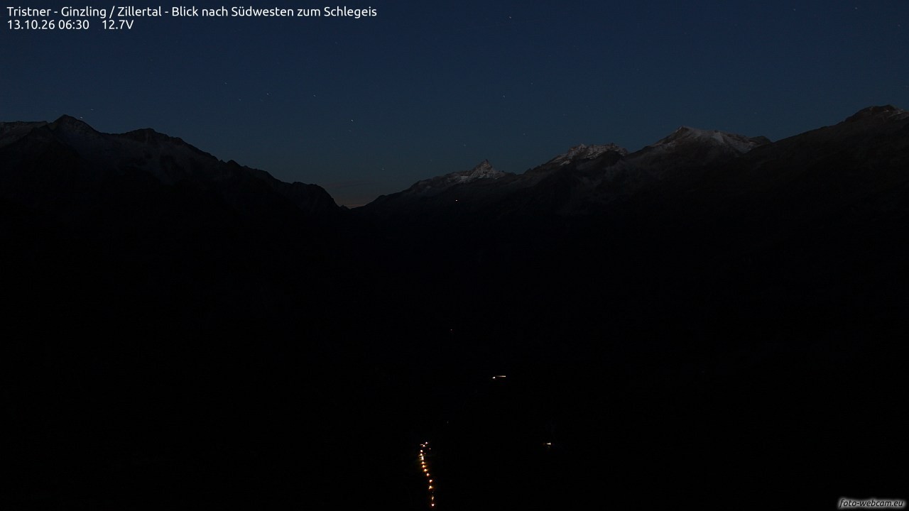 Archiv Foto Webcam Tristner/ Zillertal - Blick zum Grinberg