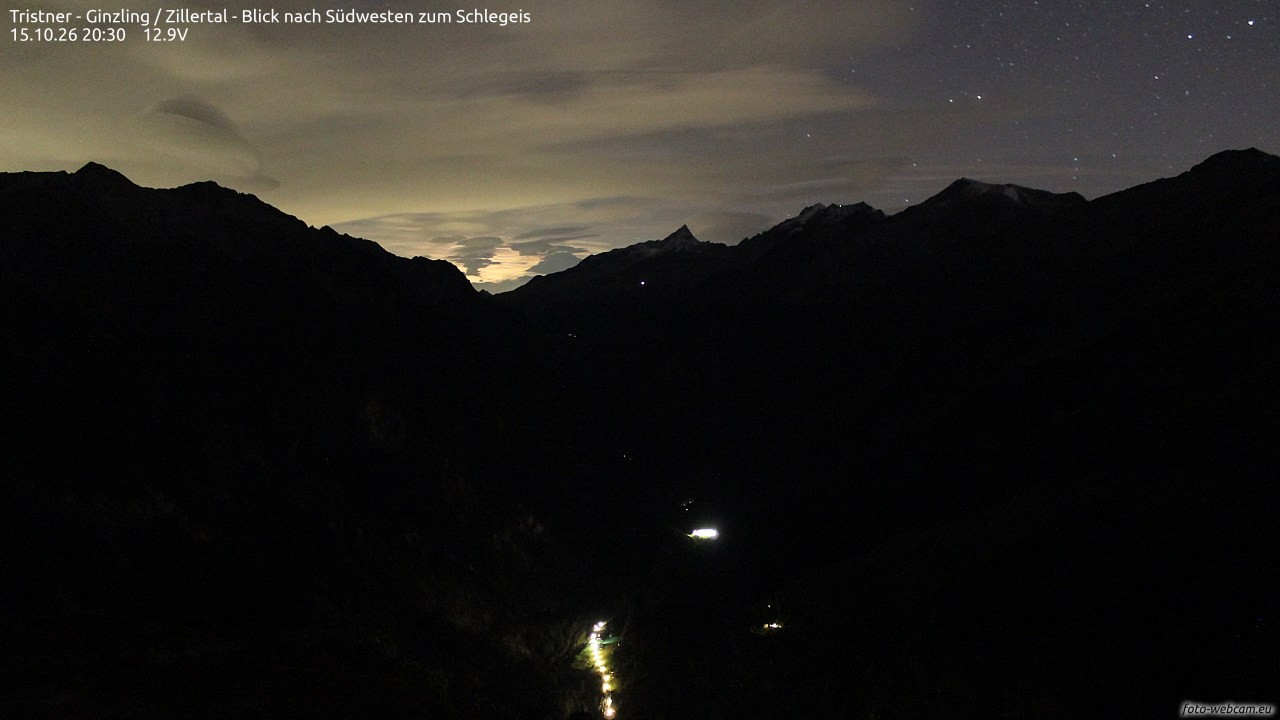 Archiv Foto Webcam Tristner/ Zillertal - Blick zum Grinberg