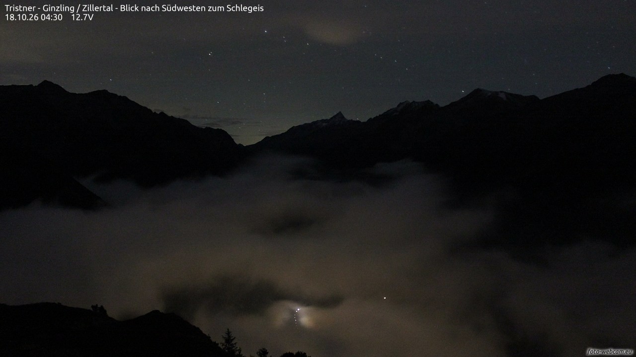 Archiv Foto Webcam Tristner/ Zillertal - Blick zum Grinberg