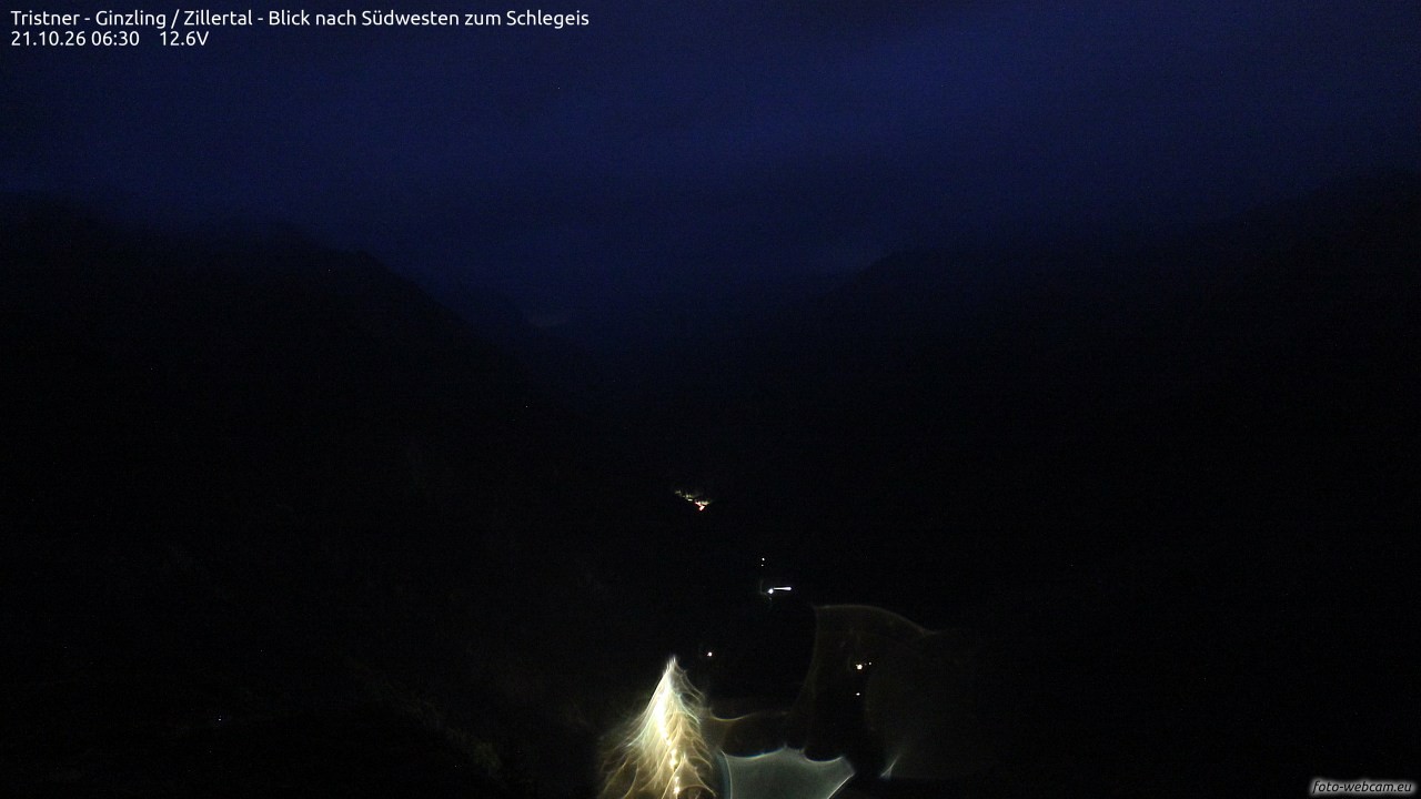Archiv Foto Webcam Tristner/ Zillertal - Blick zum Grinberg