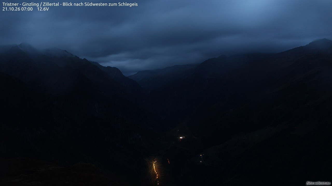 Archiv Foto Webcam Tristner/ Zillertal - Blick zum Grinberg