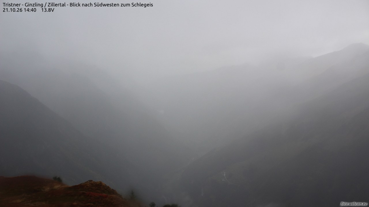 Archiv Foto Webcam Tristner/ Zillertal - Blick zum Grinberg