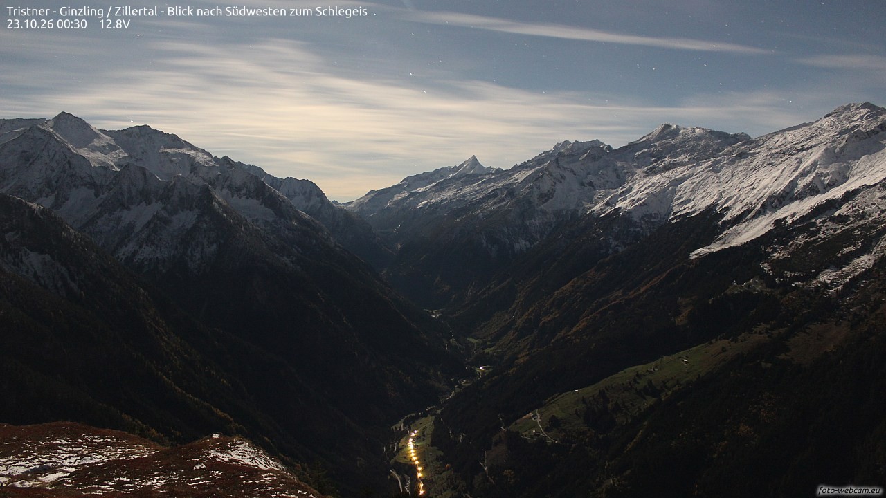 Archiv Foto Webcam Tristner/ Zillertal - Blick zum Grinberg