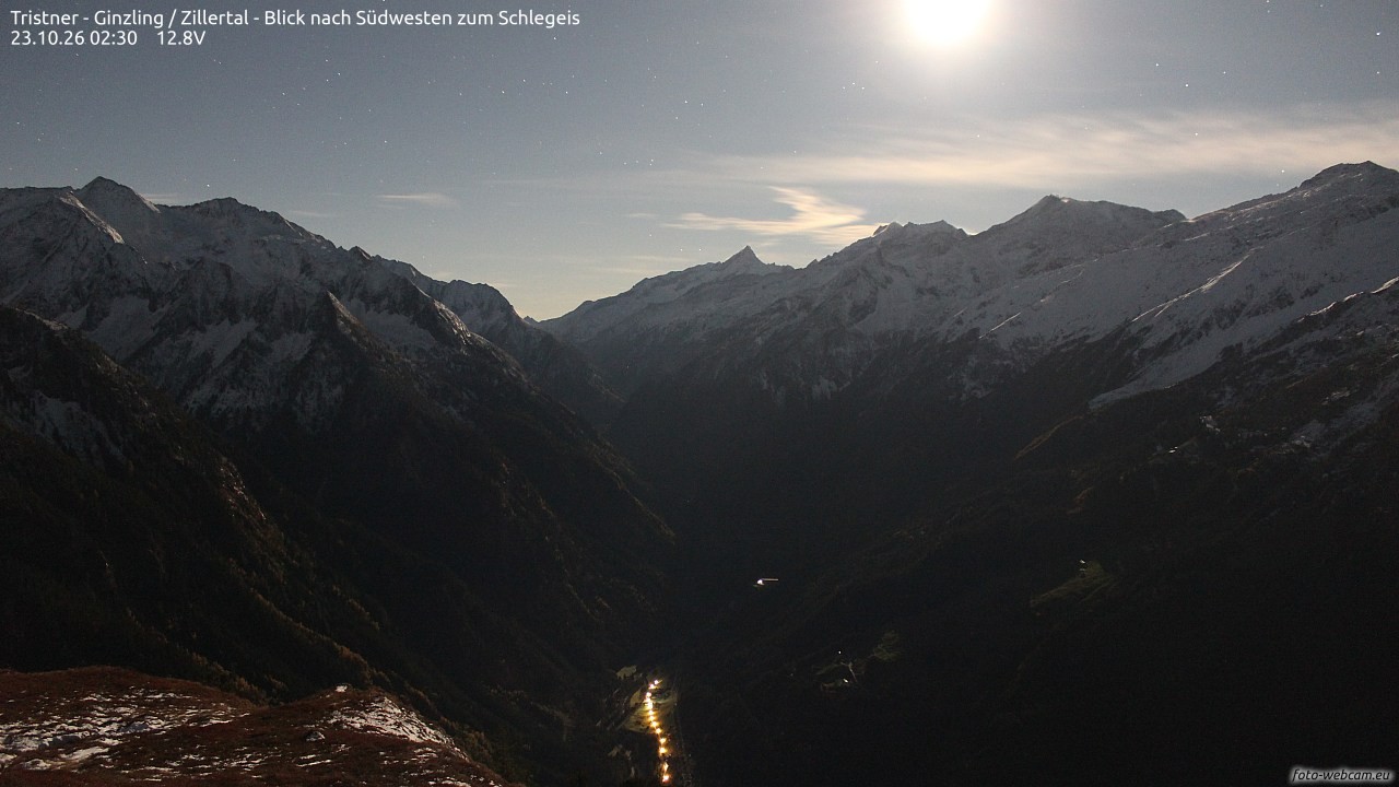 Archiv Foto Webcam Tristner/ Zillertal - Blick zum Grinberg