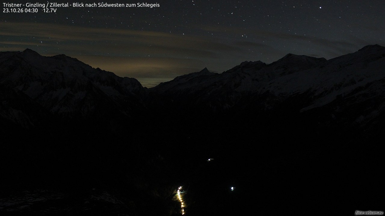 Archiv Foto Webcam Tristner/ Zillertal - Blick zum Grinberg