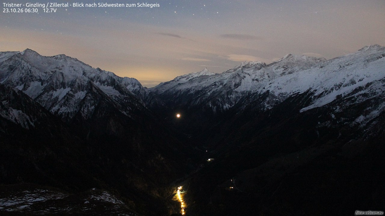 Archiv Foto Webcam Tristner/ Zillertal - Blick zum Grinberg