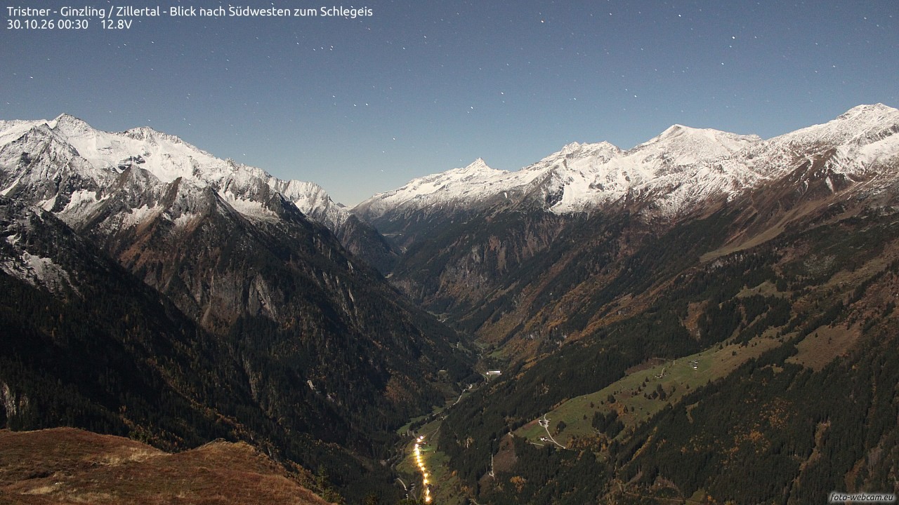 Archiv Foto Webcam Tristner/ Zillertal - Blick zum Grinberg