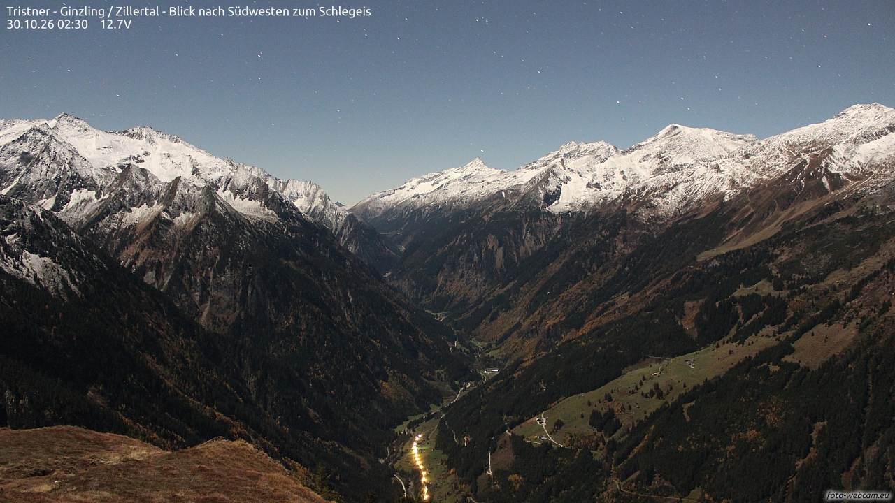 Archiv Foto Webcam Tristner/ Zillertal - Blick zum Grinberg