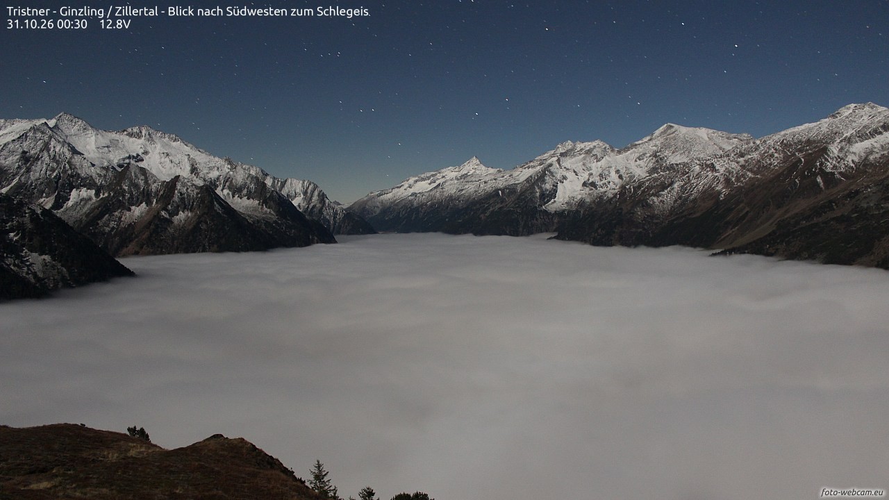 Archiv Foto Webcam Tristner/ Zillertal - Blick zum Grinberg
