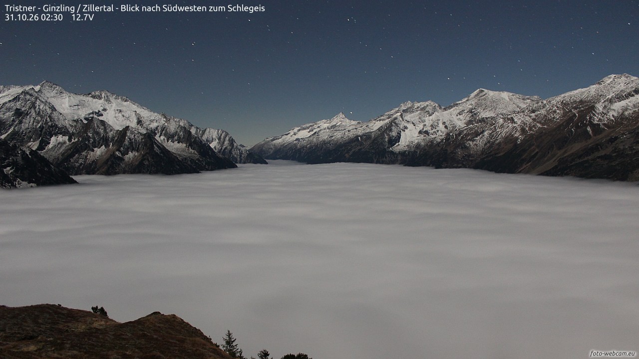 Archiv Foto Webcam Tristner/ Zillertal - Blick zum Grinberg