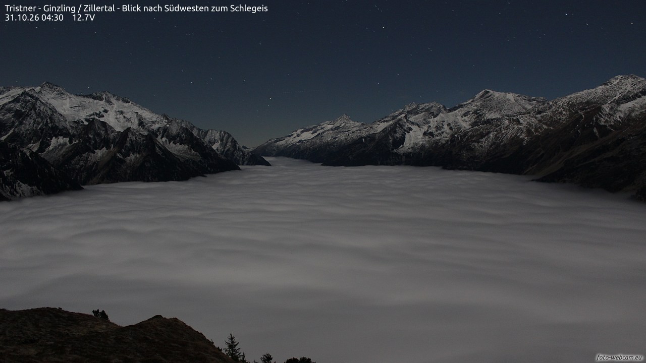 Archiv Foto Webcam Tristner/ Zillertal - Blick zum Grinberg