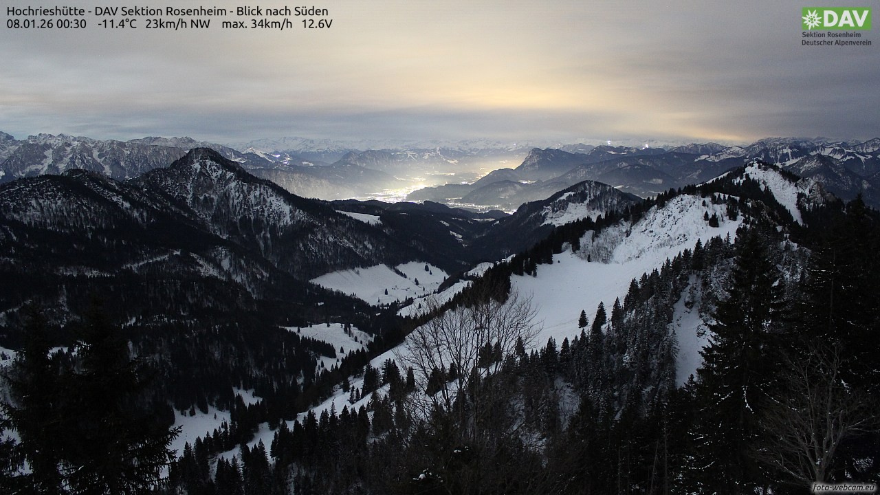 Archived image Webcam Hochrieshütte - View to the south
