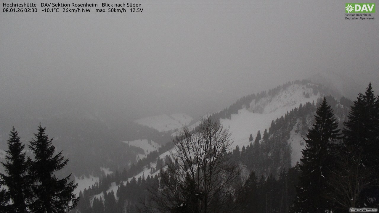 Archived image Webcam Hochrieshütte - View to the south