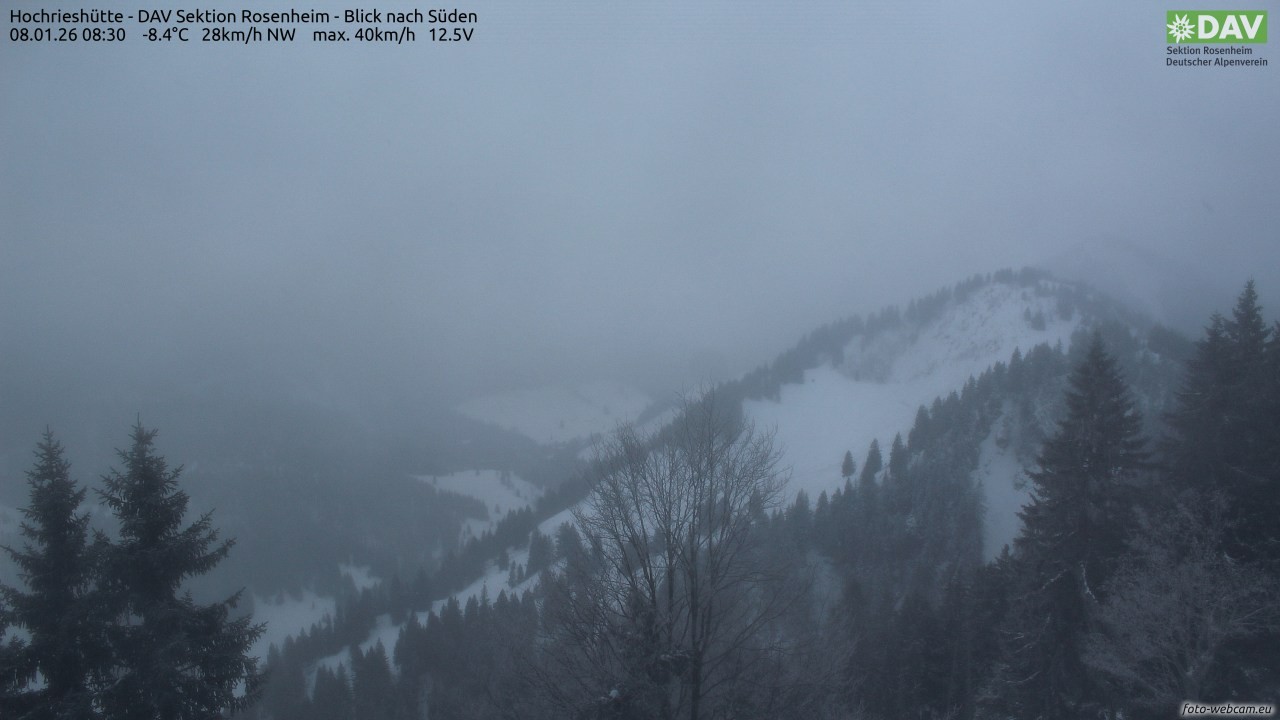 Archived image Webcam Hochrieshütte - View to the south