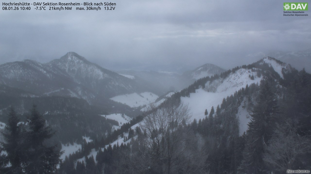 Archived image Webcam Hochrieshütte - View to the south