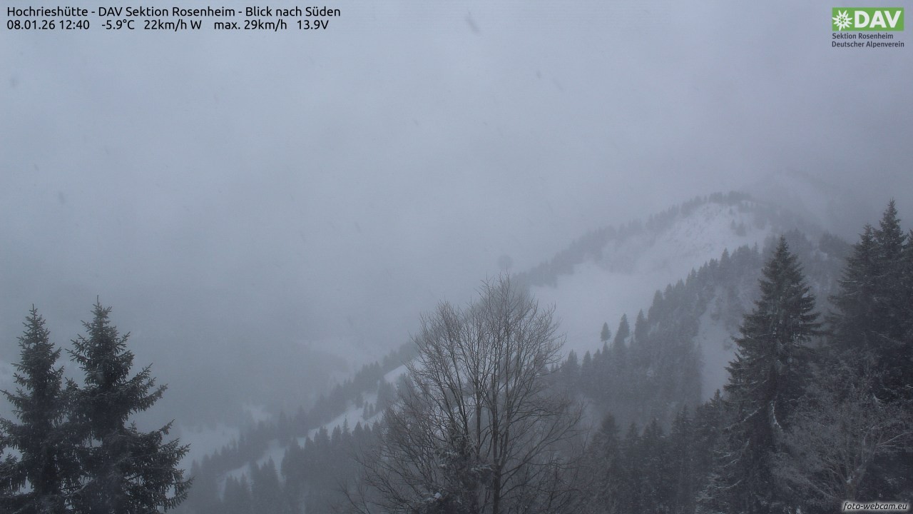 Archived image Webcam Hochrieshütte - View to the south