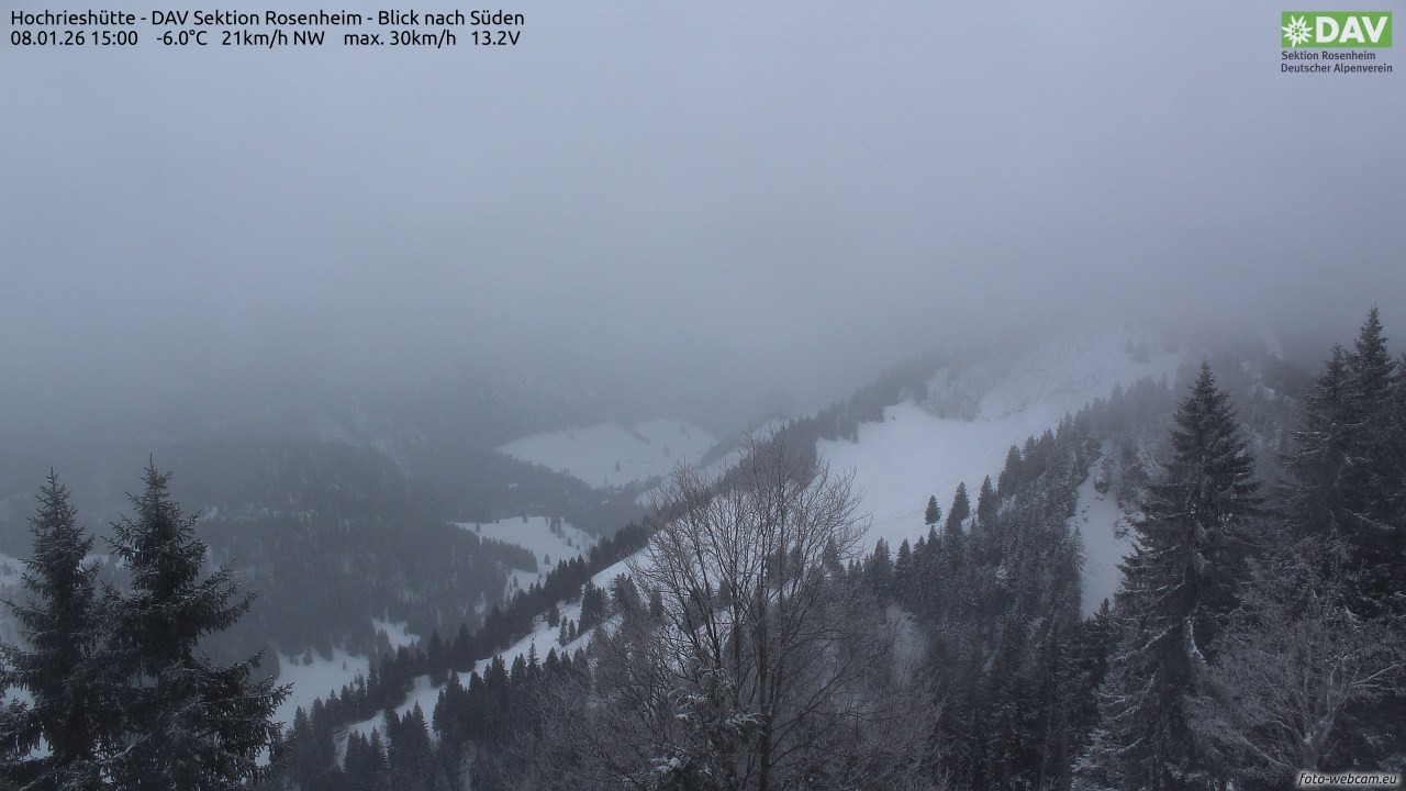 Archived image Webcam Hochrieshütte - View to the south