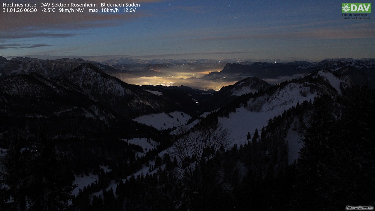 Archived image Webcam Hochrieshütte - View to the south